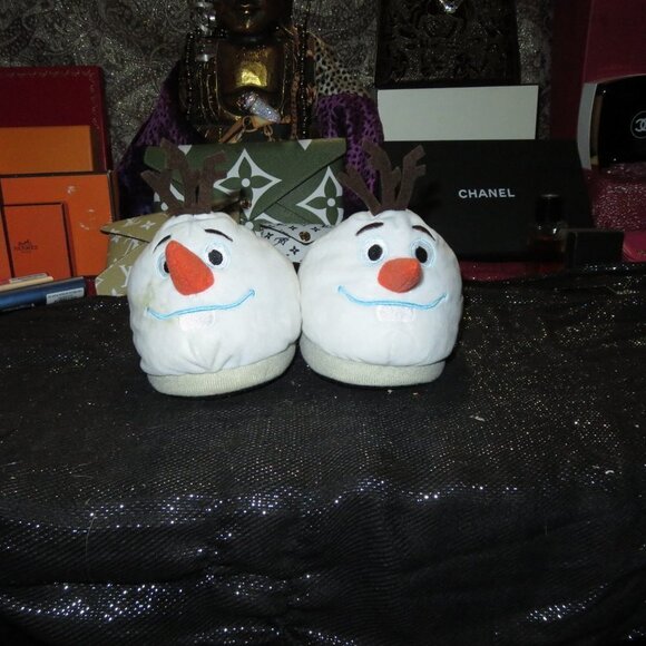 BOGO DISNEY FROZEN II OLAF Plush Doll Slippers Size L 4 Kids Child house‎ shoes - Picture 2 of 6